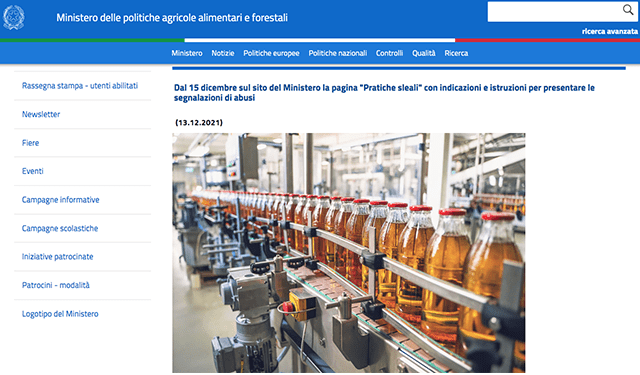 Mipaaf, online da domani "Pratiche sleali"