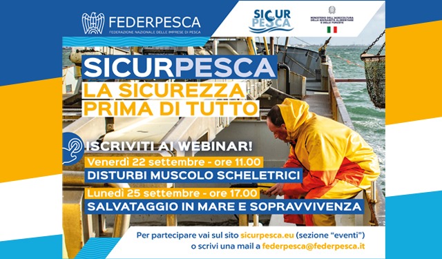 Pesca. Da Federpesca due webinar su salute e sicurezza