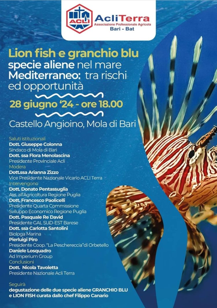Domani incontro Acli Terra Bari - Bat su pesce leone e granchio blu
