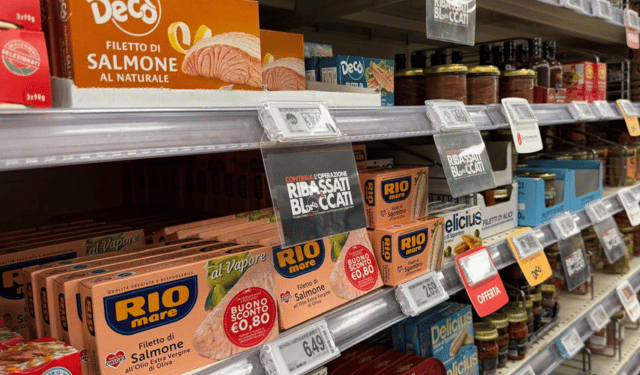 mercato del salmone in scatola