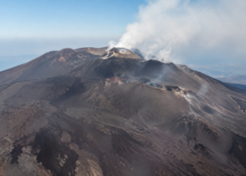 Veduta illustrativa dei crateri sommitali dell'Etna