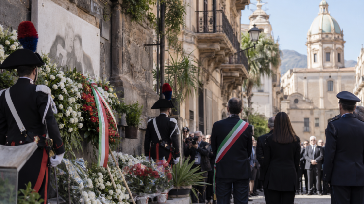 Immagine illustrativa di una commemorazione istituzionale antimafia a Palermo