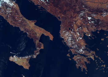 Satellite view of the Mediterranean Sea, the area analysed in the study on phytoplankton and surface chlorophyll